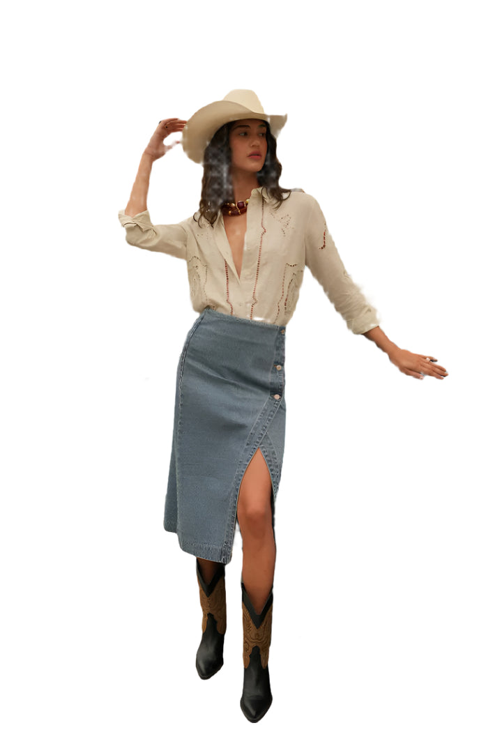 Oraije Paris Jarod Skirt in Light Denim - clever alice