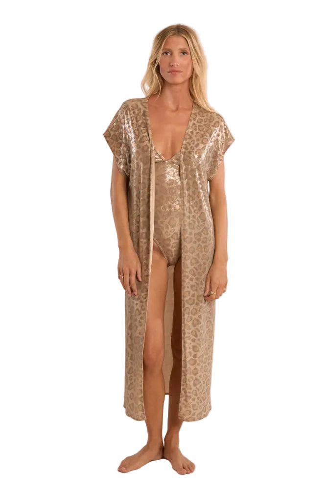 Molly Bracken Leopard Print Long Beach Cardigan