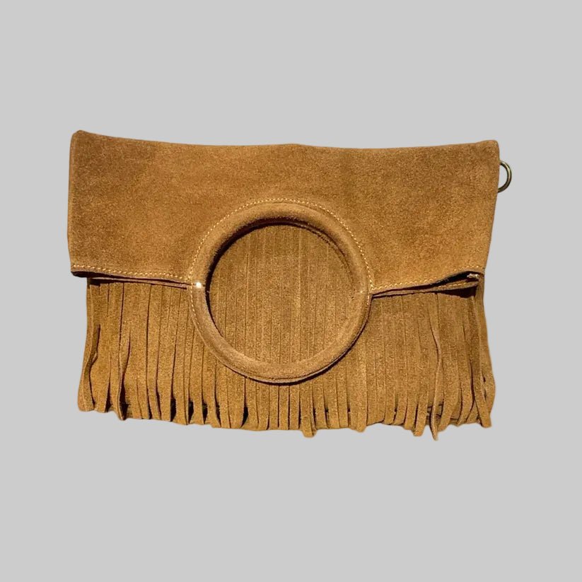 Louisa Lee SUEDE LEATHER BAG WITH FRINGE AND WRIST STRAP - clever alice