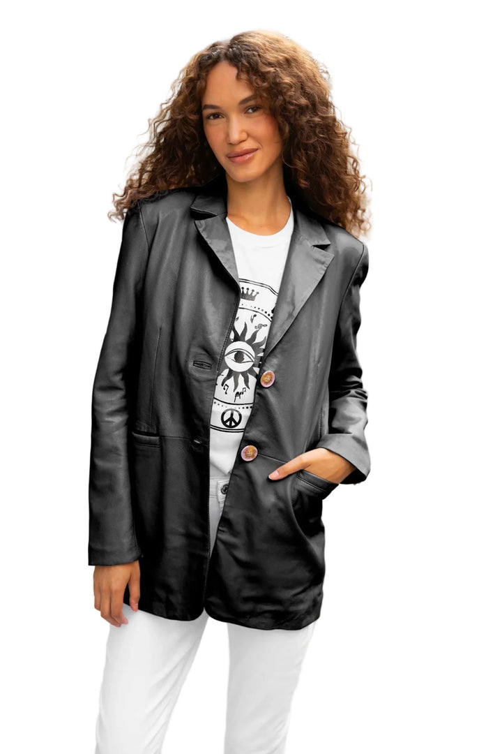 Mauritius Lieke Leather Blazer - clever alice
