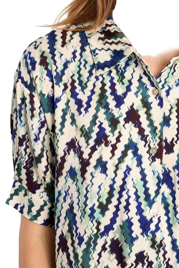 Molly Bracken Blue Camille Printed Shirt Dress - clever alice