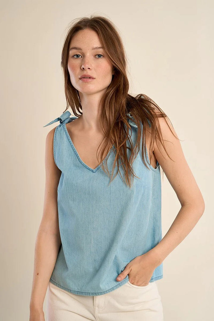 Molly Bracken Cotton tank top, tie straps - clever alice