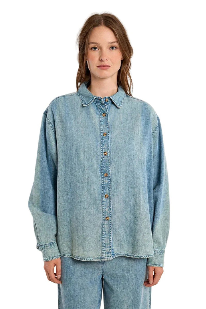 Molly Bracken Denim Shirt with Bead Detailing - clever alice