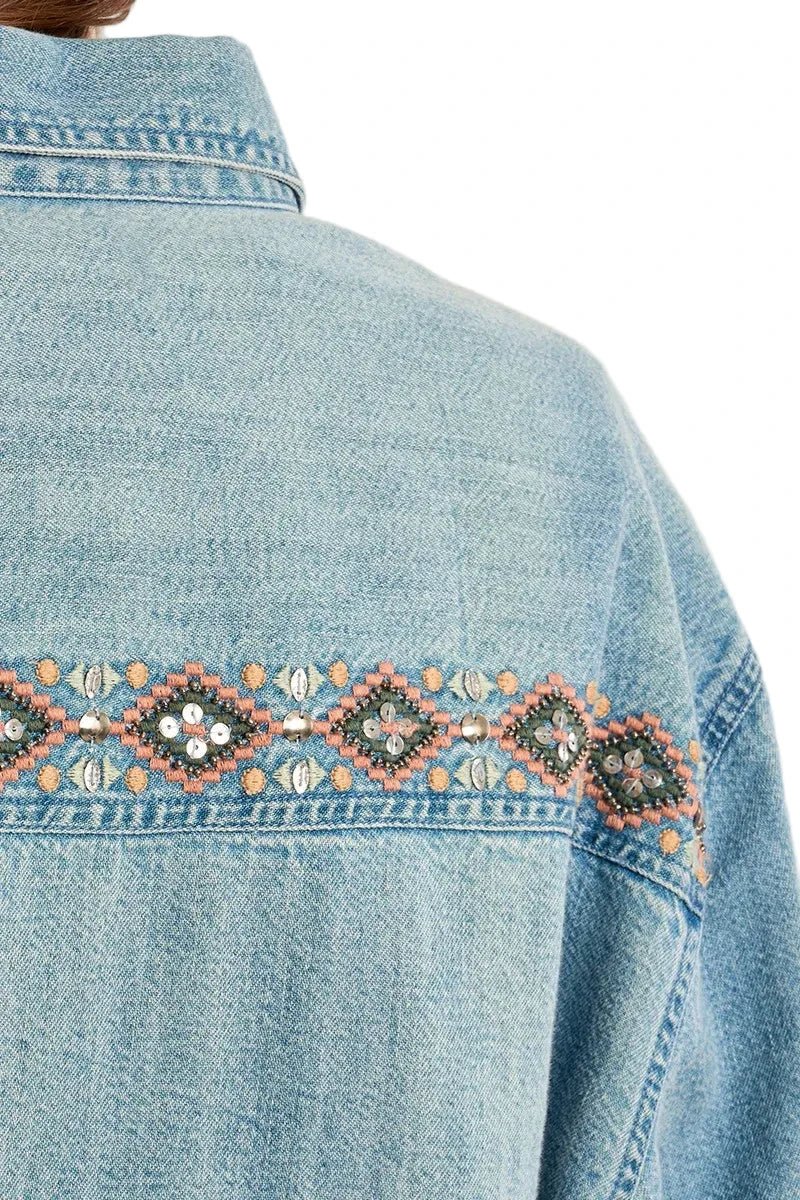 Molly Bracken Denim Shirt with Bead Detailing - clever alice