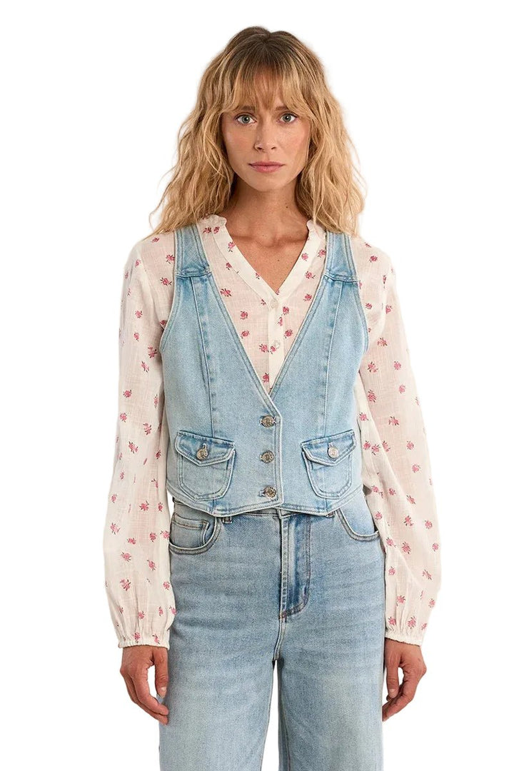 Molly Bracken Denim V - Neck Vest - clever alice