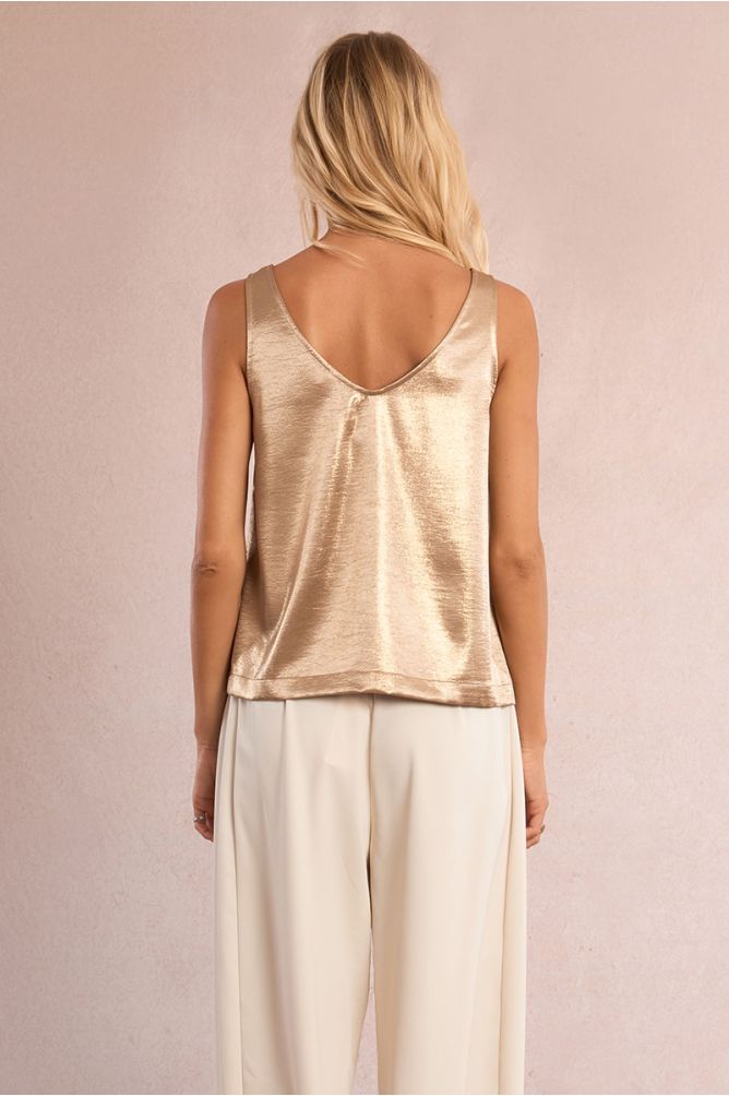 Molly Bracken Gold Satin Tank Top - clever alice
