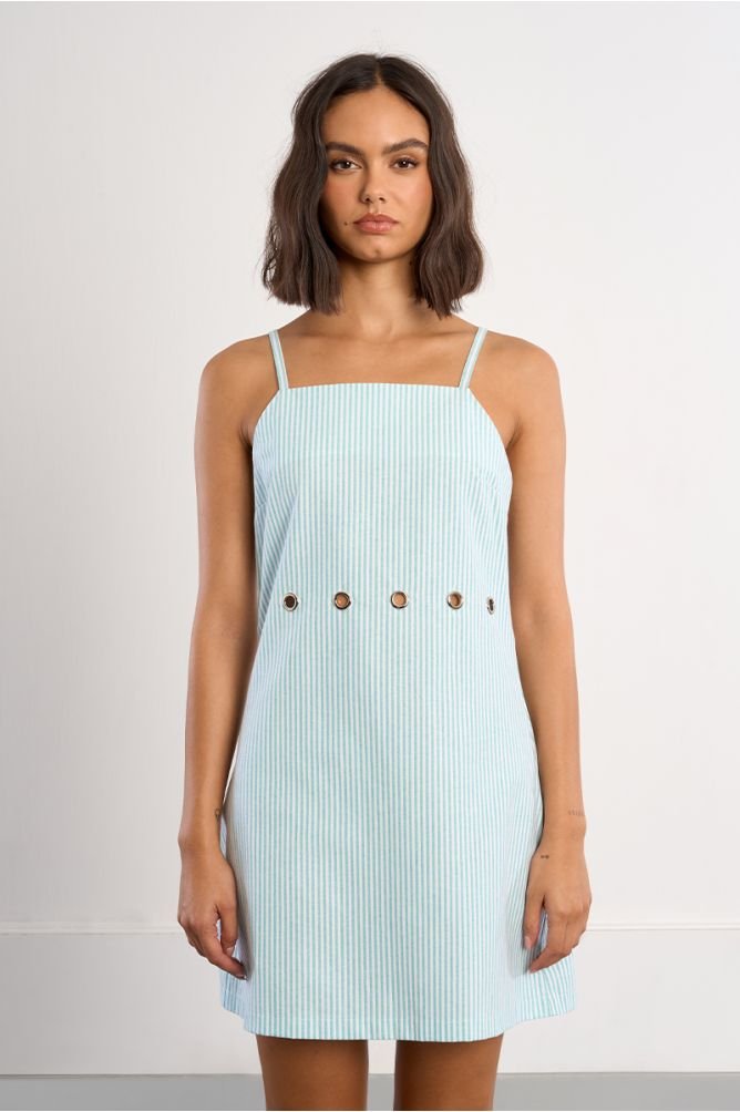 Molly Bracken Green Striped Mini Dress - clever alice