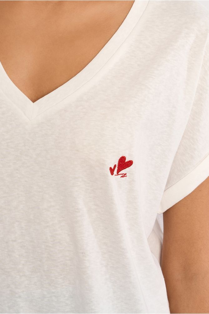 Molly Bracken Heart Embroidery T-Shirt - clever alice