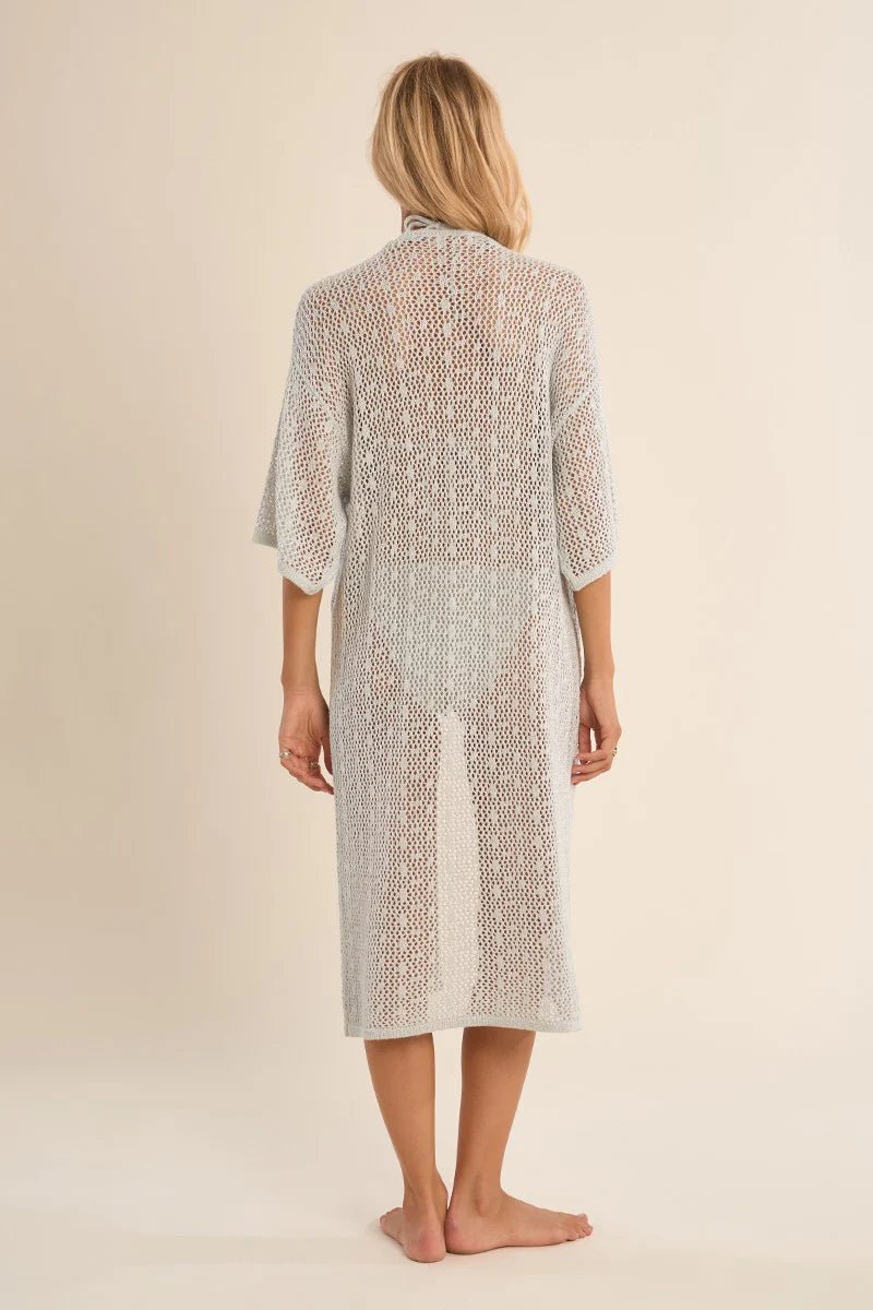 Molly Bracken Iridescent Wide Openwork Cardigan - clever alice