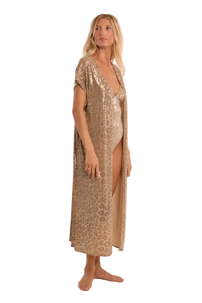 Molly Bracken Leopard Print Long Beach Cardigan - clever alice