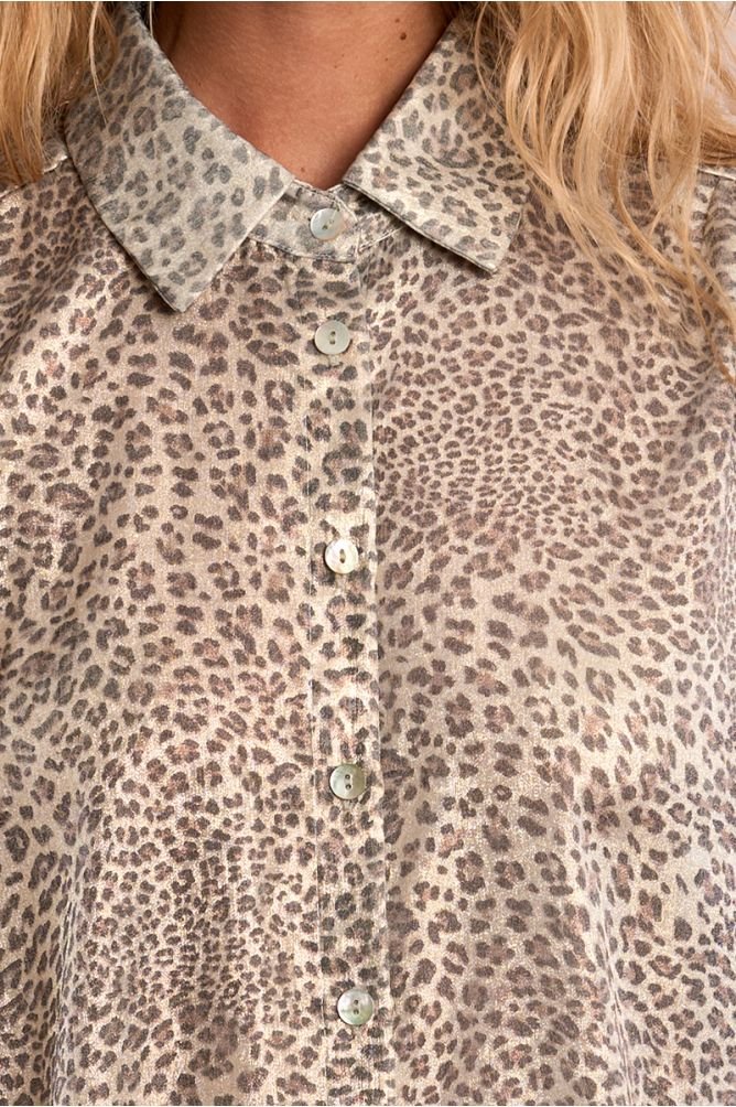 Molly Bracken Leopard Print Short Sleeve Blouse - clever alice