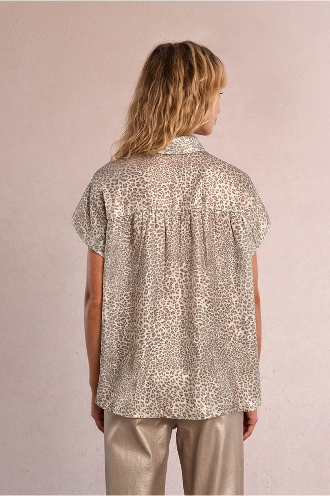Molly Bracken Leopard Print Short Sleeve Blouse - clever alice