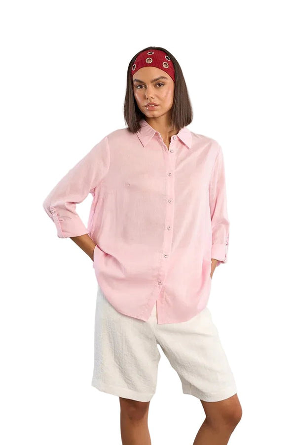 Molly Bracken Lightweight Straight Shirt in Light Pink - clever alice