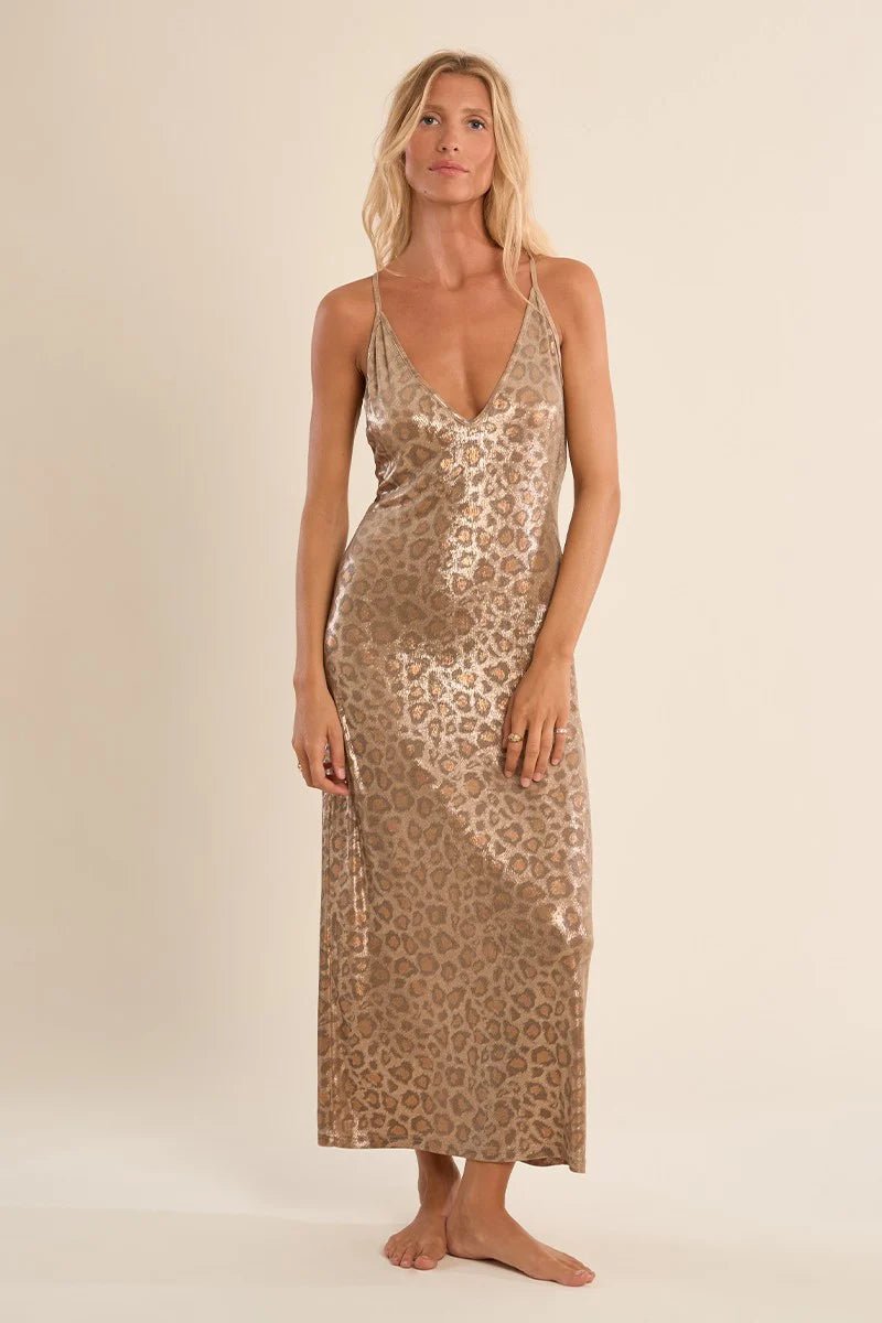 Molly Bracken Long beach dress, leopard print - clever alice