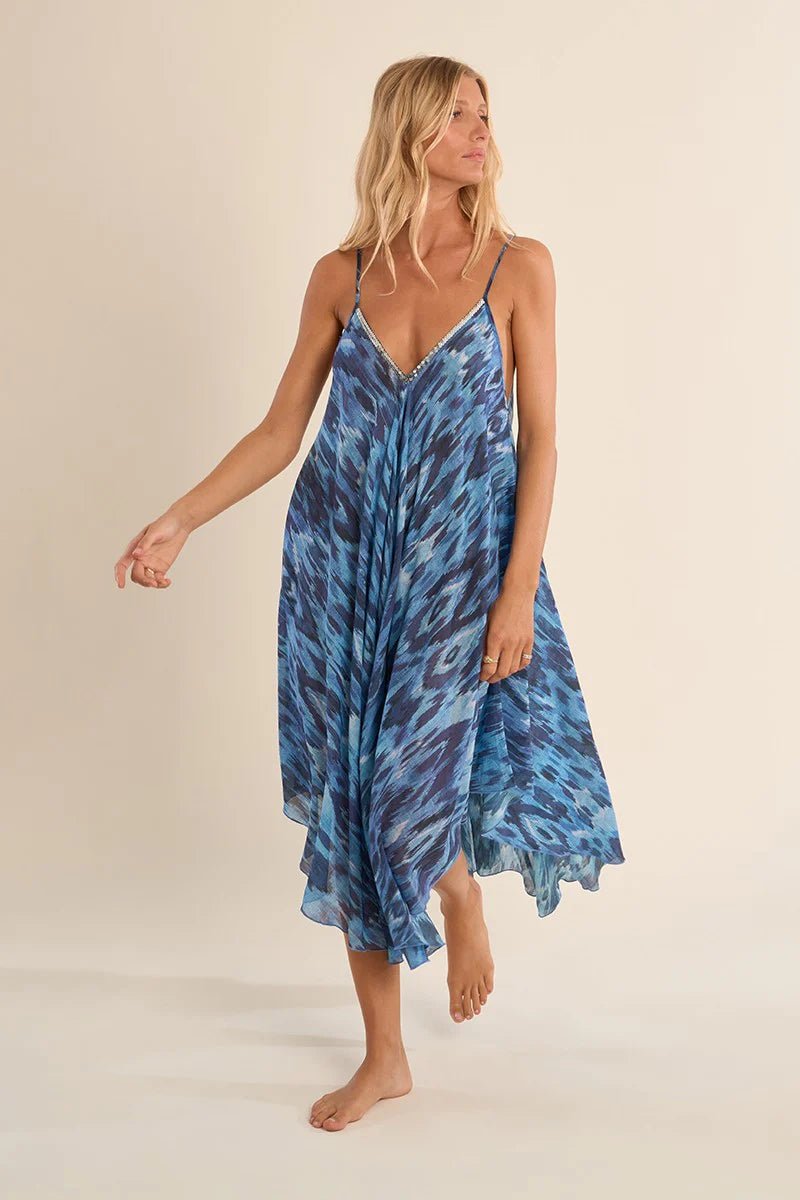 Molly Bracken Long, flowing cotton dress, printed - clever alice