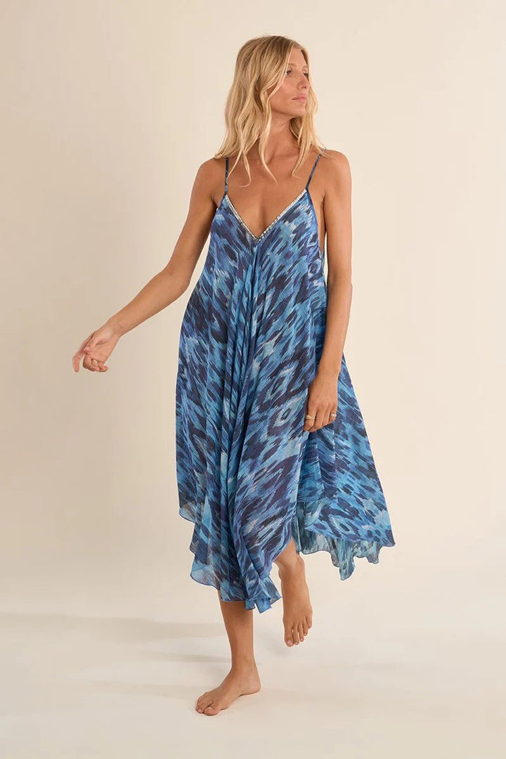 Molly Bracken Long, flowing cotton dress, printed - clever alice