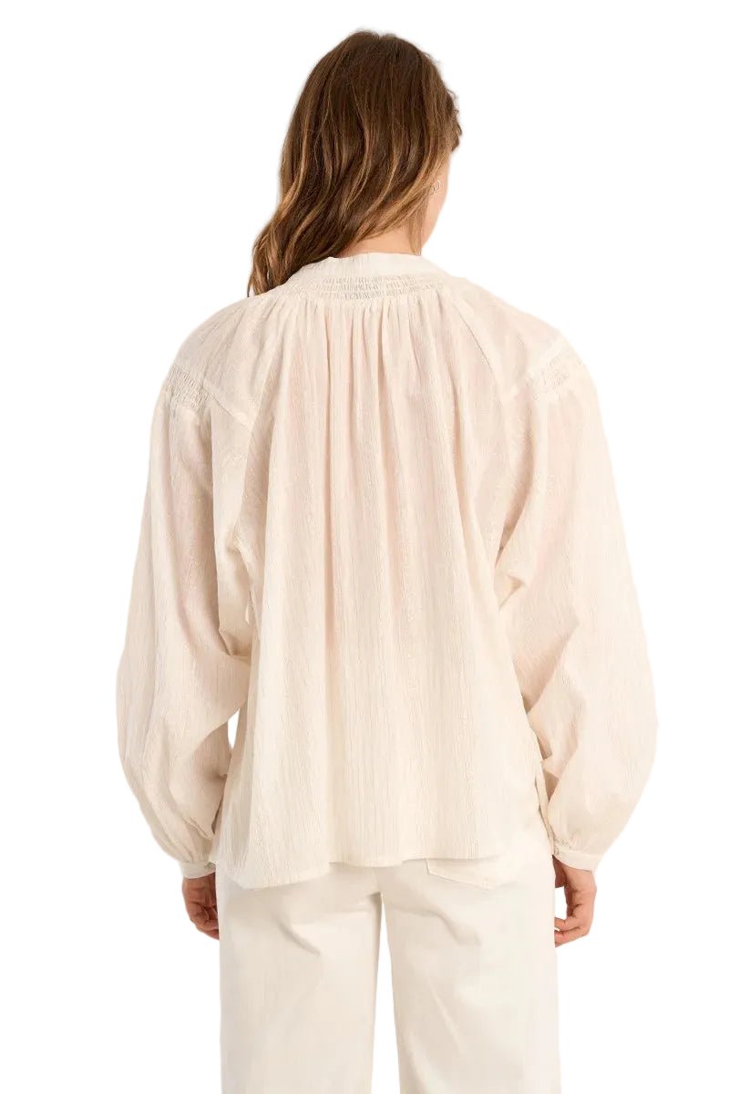 Molly Bracken Mandarin Collar Blouse, Gold Stripes - clever alice