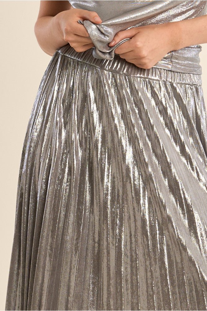 Molly Bracken Metallic Pleated Maxi Skirt - clever alice