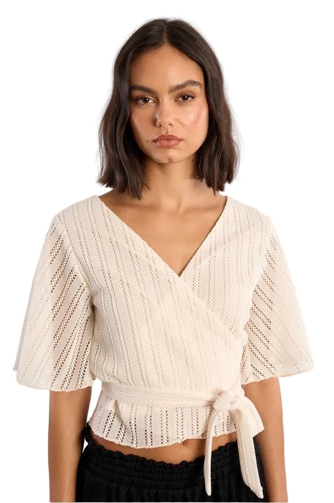 Molly Bracken Openwork Wrap Top - clever alice