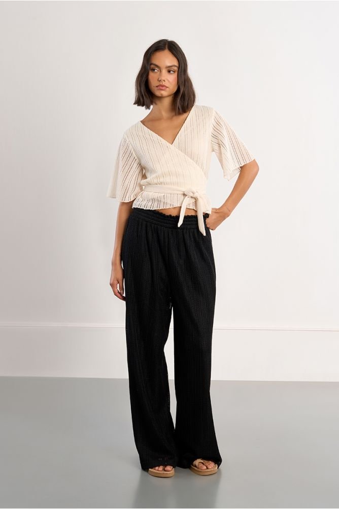 Molly Bracken Openwork Wrap Top - clever alice