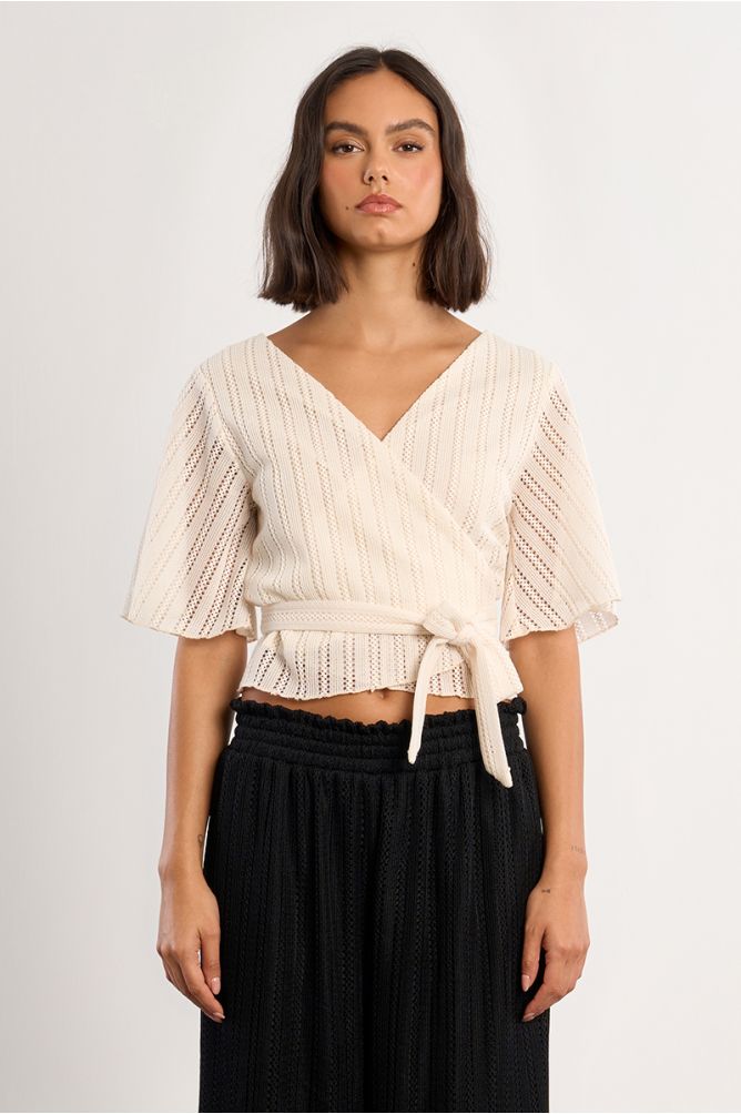 Molly Bracken Openwork Wrap Top - clever alice