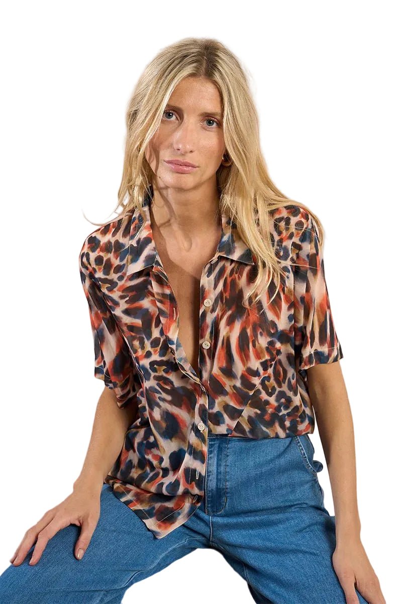 Molly Bracken Orange Animal Print Blouse - clever alice