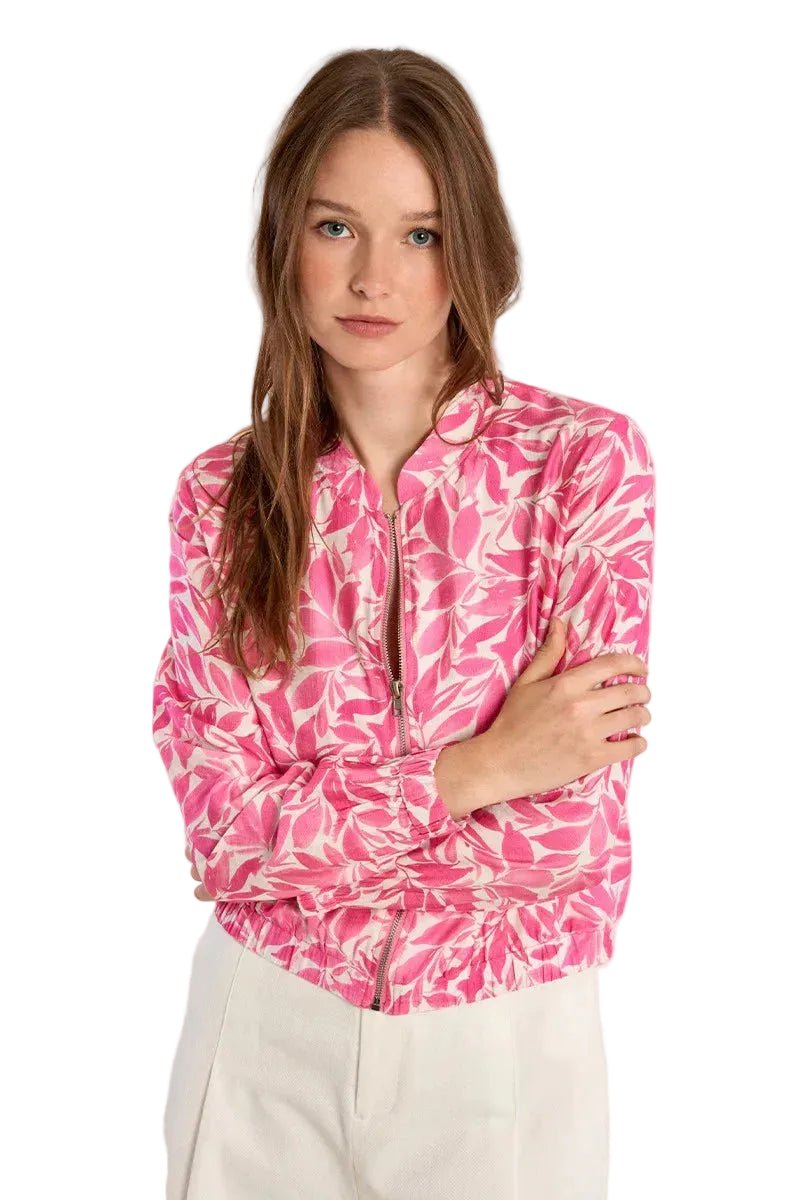 Molly Bracken Pink Floral Print Bomber Jacket - clever alice