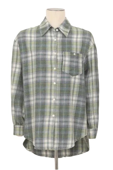 Molly Bracken Plaid Flannel Blouse in Green - clever alice