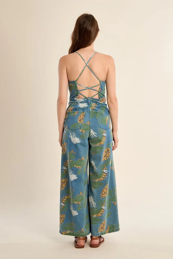 Molly Bracken Printed denim jumpsuit - clever alice