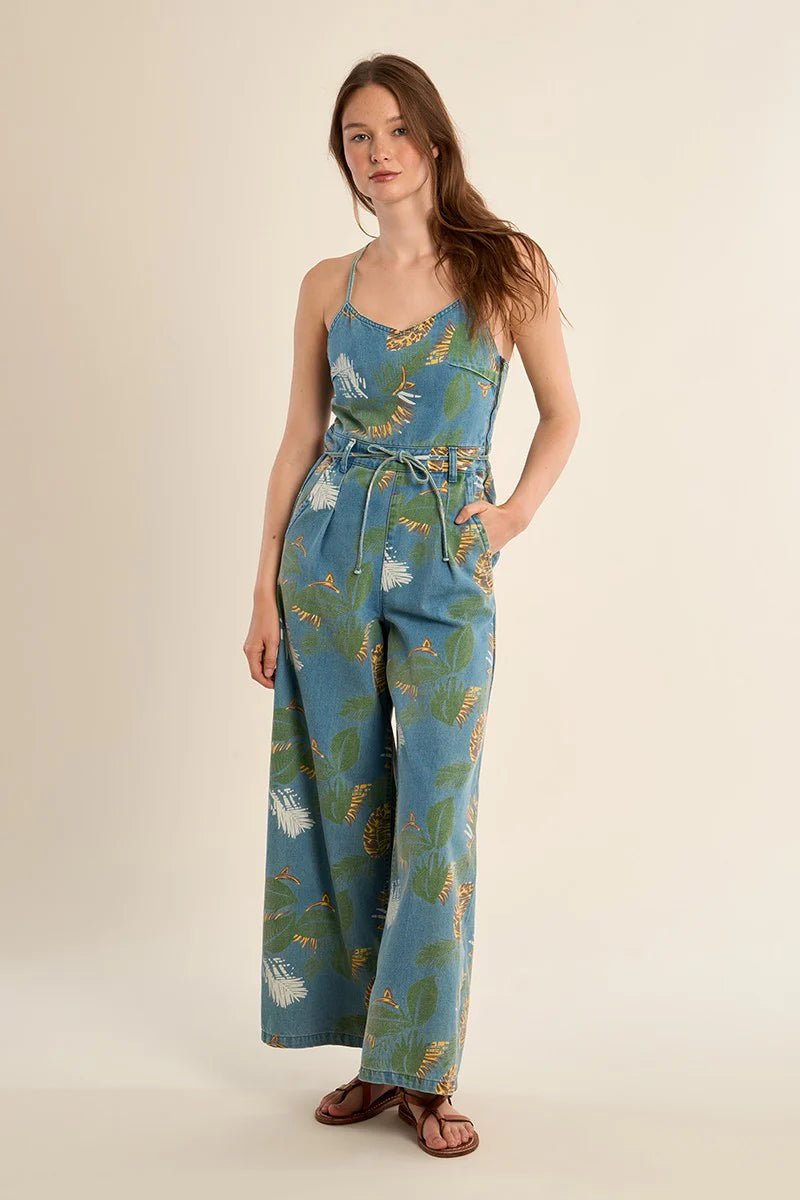 Molly Bracken Printed denim jumpsuit - clever alice