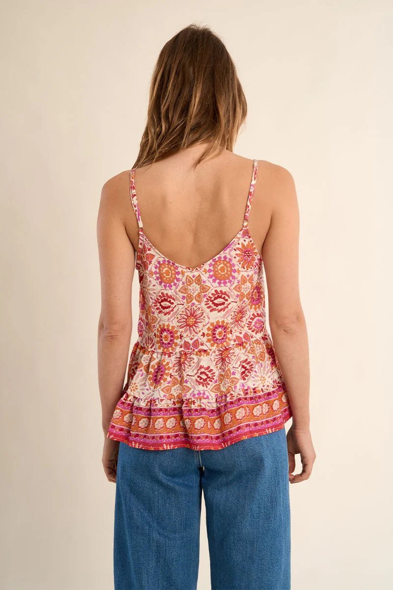Molly Bracken Printed tank top with ruffled hem - clever alice