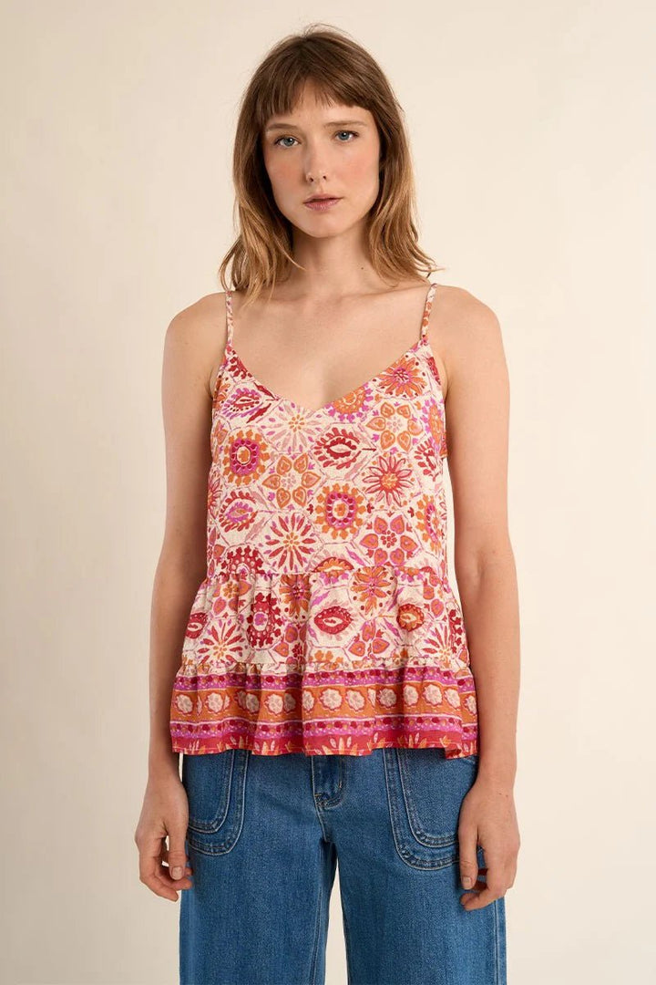 Molly Bracken Printed tank top with ruffled hem - clever alice