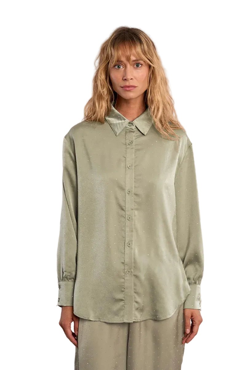 Molly Bracken Rhinestone Satin Blouse - clever alice
