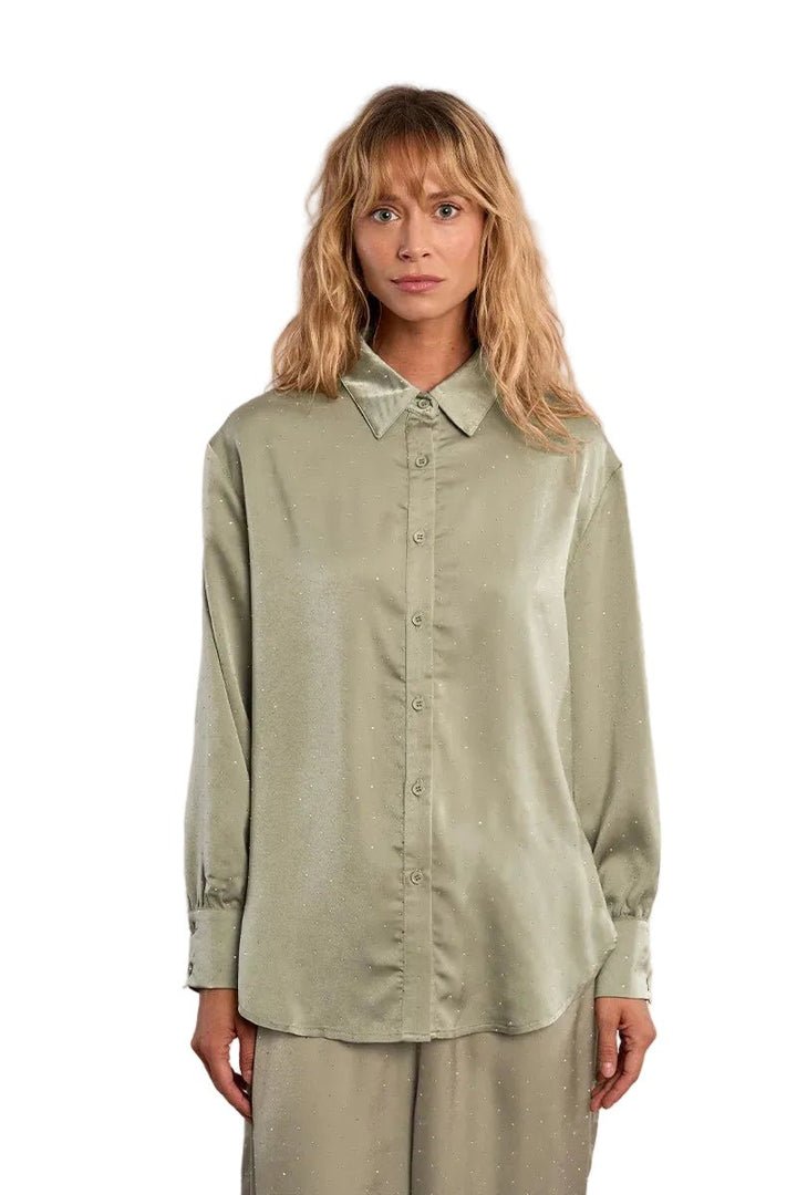 Molly Bracken Rhinestone Satin Blouse - clever alice