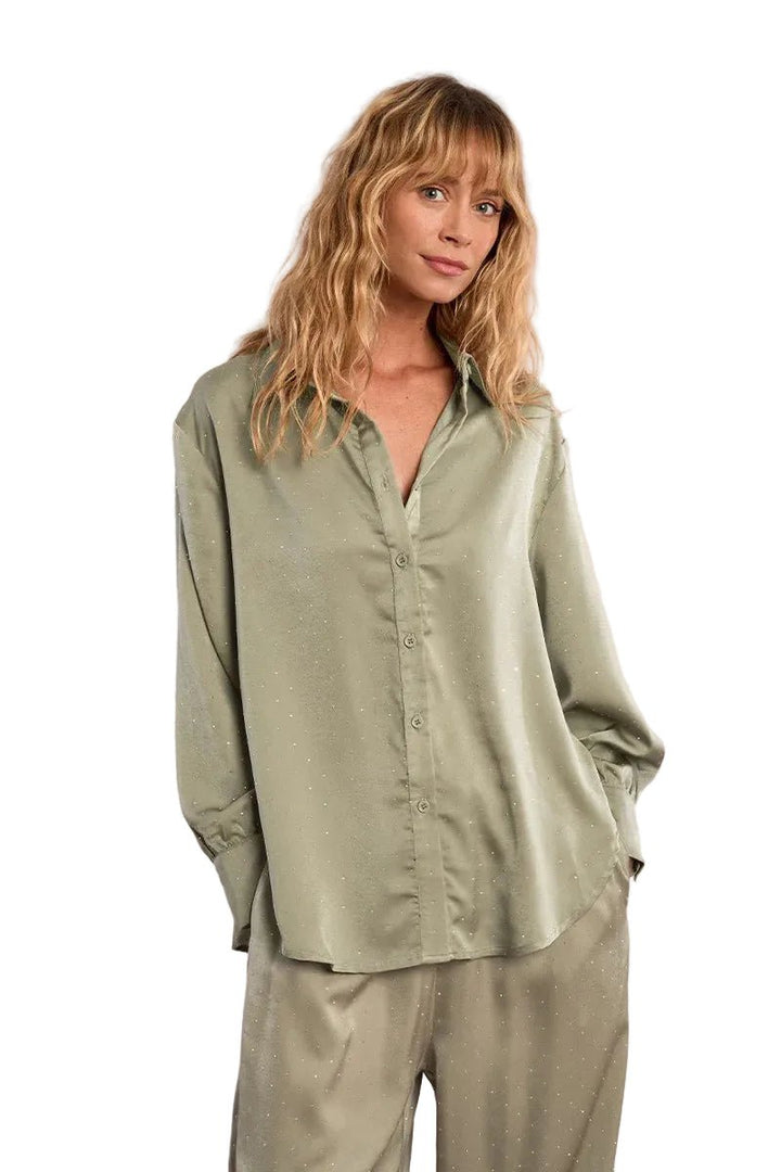 Molly Bracken Rhinestone Satin Blouse - clever alice