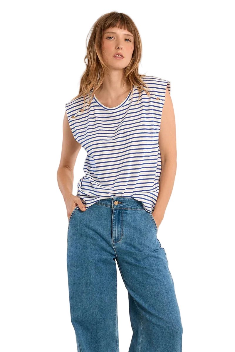 Molly Bracken Sailor T-Shirt with Gold Buttons - clever alice