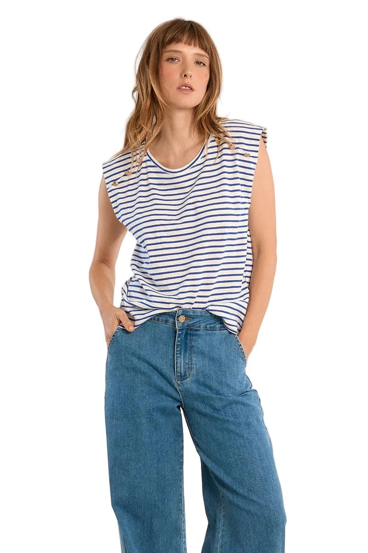 Molly Bracken Sailor T-Shirt with Gold Buttons - clever alice