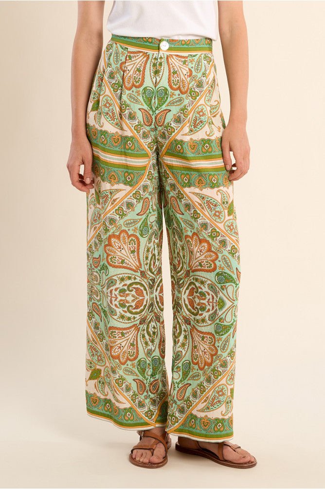 Molly Bracken Scarf Print Flowing Trousers - clever alice