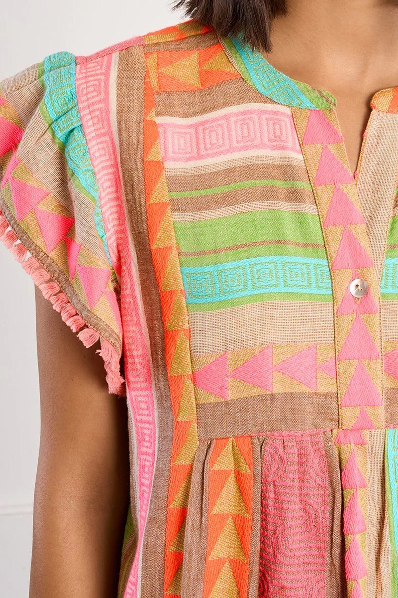 Molly Bracken Short - sleeved dress with multicoloured print - clever alice