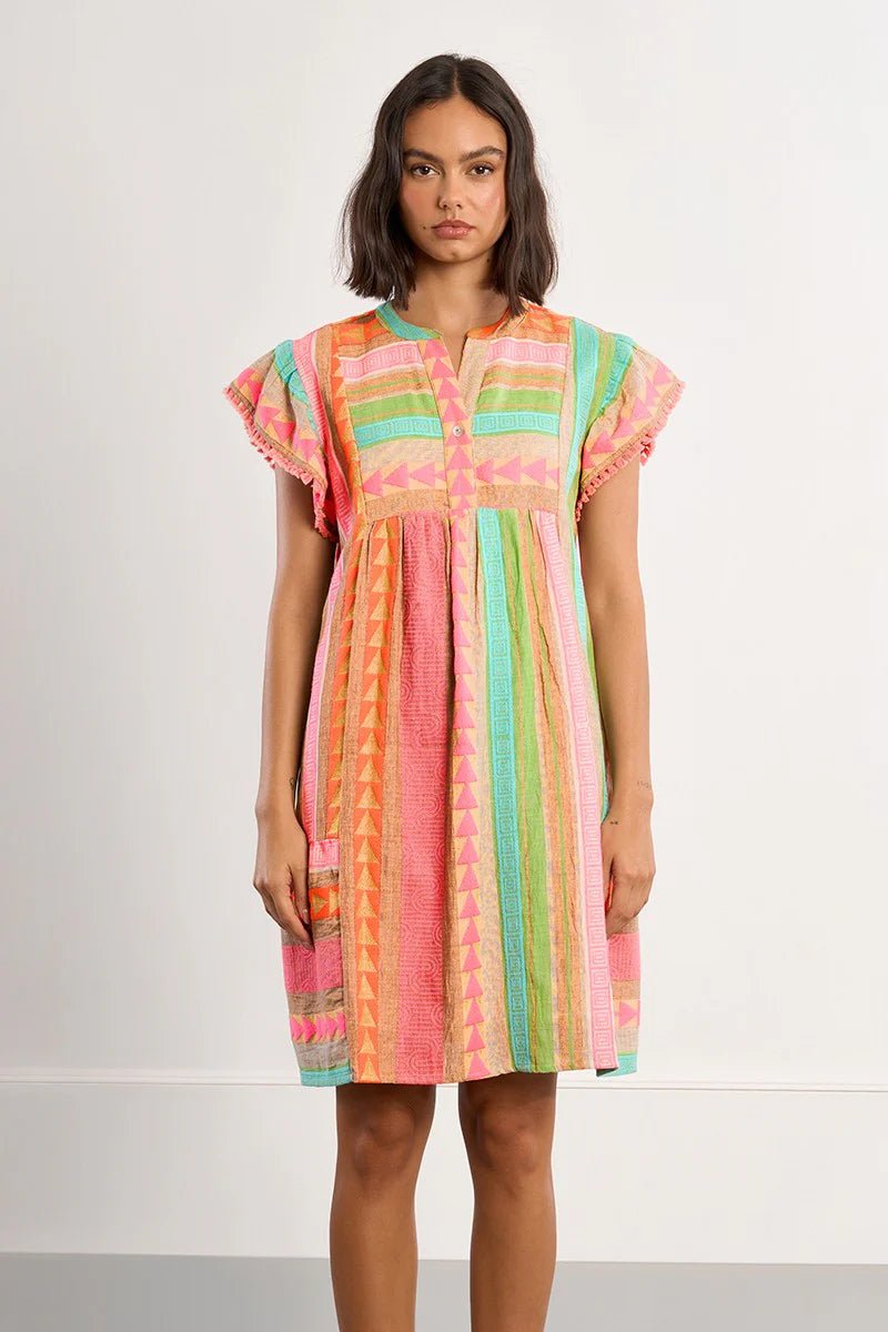Molly Bracken Short - sleeved dress with multicoloured print - clever alice