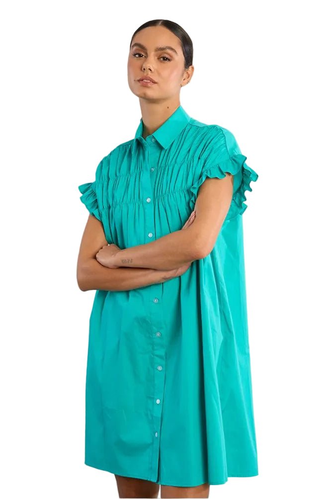 Molly Bracken Smocked Cotton Shirt Dress - clever alice