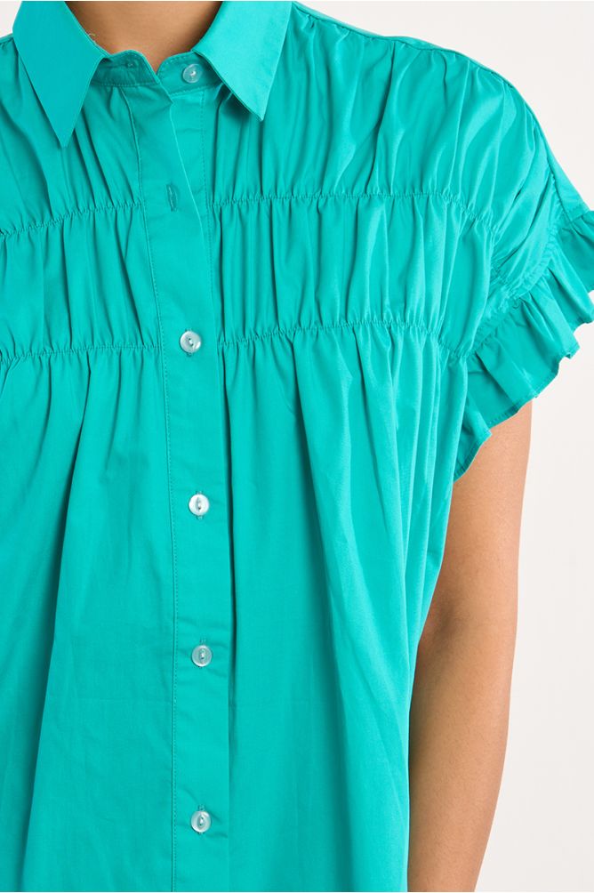 Molly Bracken Smocked Cotton Shirt Dress - clever alice