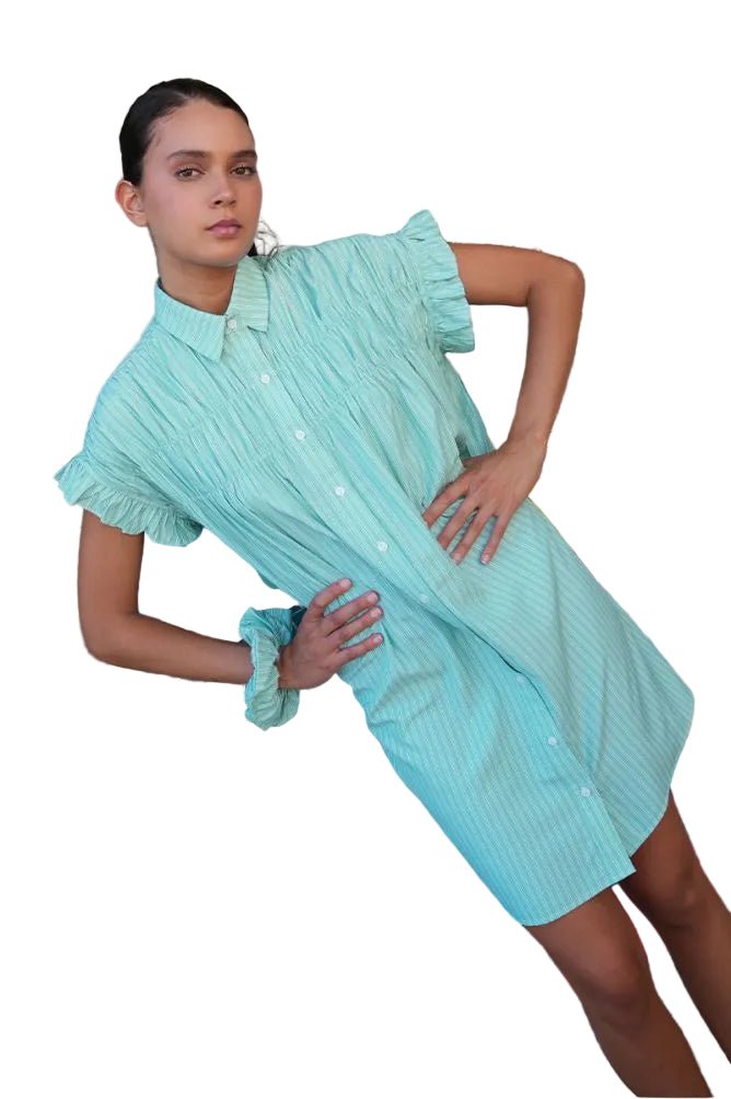 Molly Bracken Smocked Striped Shirt Dress - clever alice