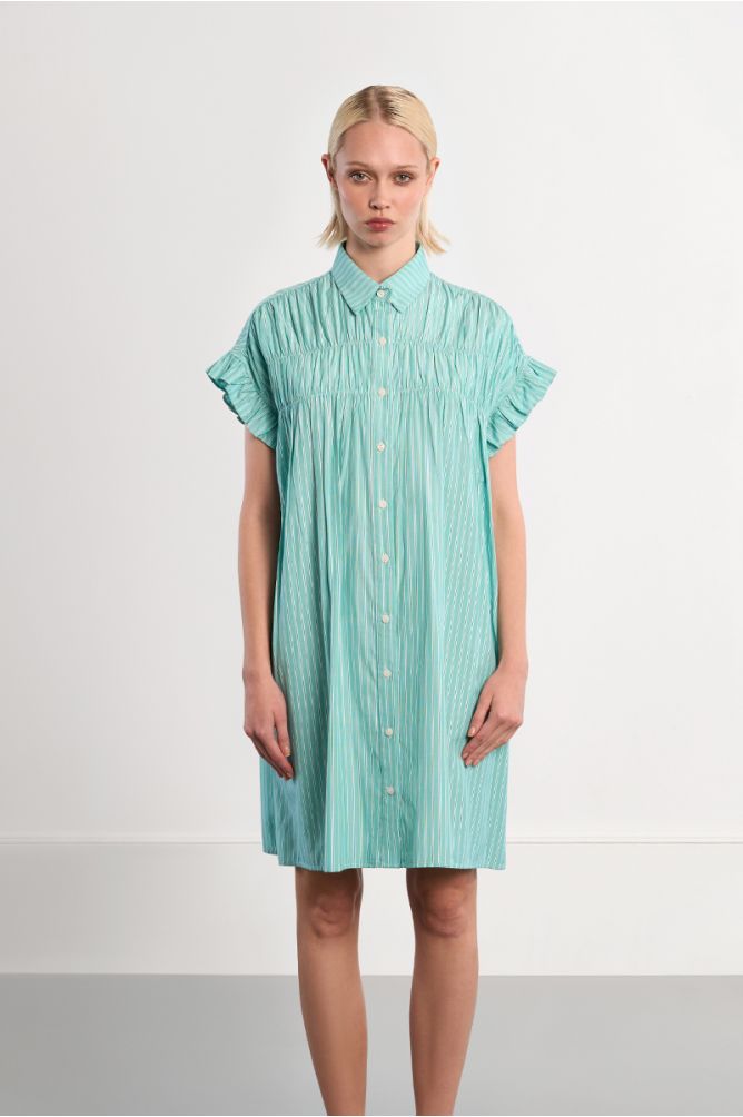 Molly Bracken Smocked Striped Shirt Dress - clever alice