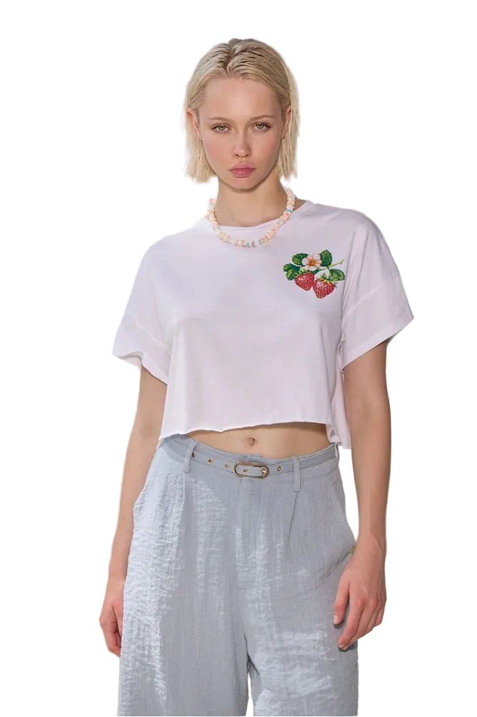 Molly Bracken Strawberry Graphic Cropped Tee - clever alice