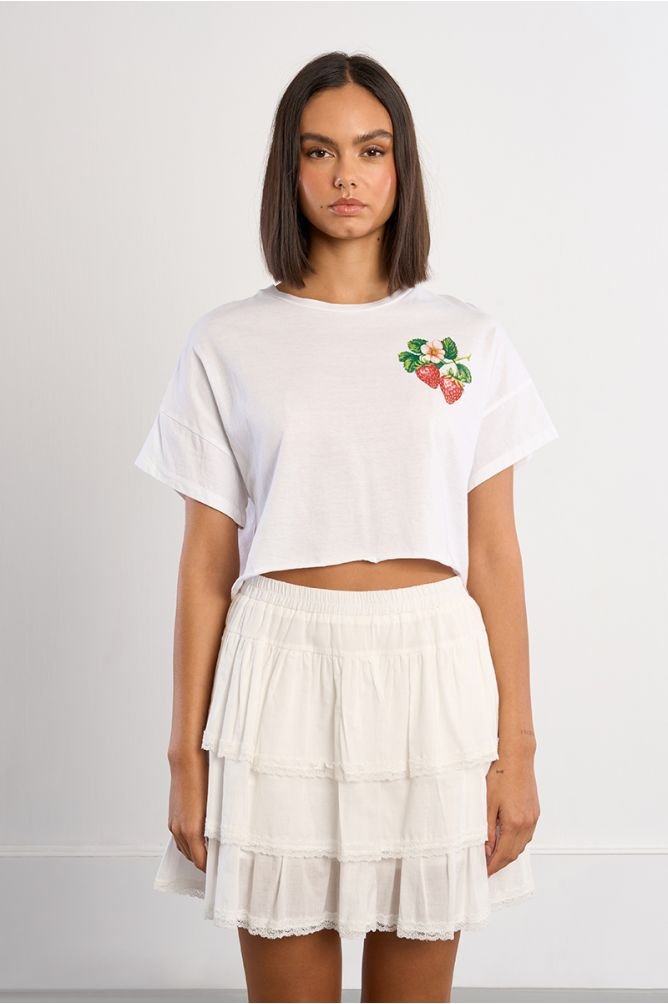 Molly Bracken Strawberry Graphic Cropped Tee - clever alice