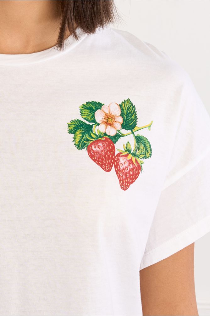 Molly Bracken Strawberry Graphic Cropped Tee - clever alice