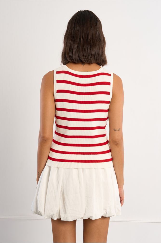Molly Bracken Striped Ribbed Bow Tank - clever alice