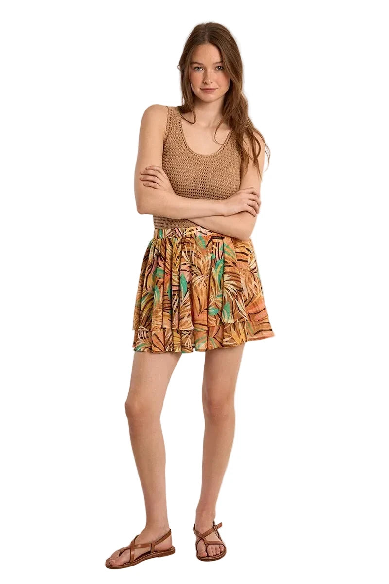Molly Bracken Tropical Print Ruffled Mini Skirt - clever alice