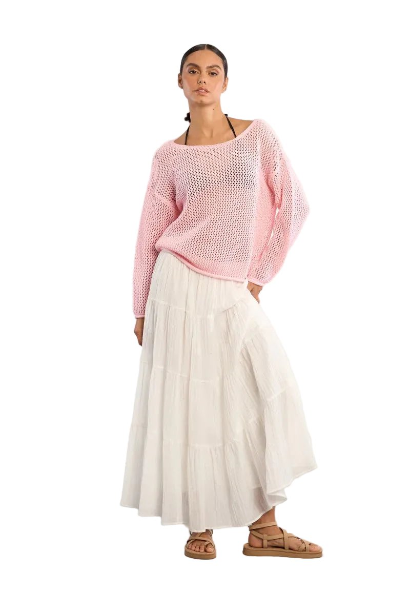 Molly Bracket Openwork Knit Sweater - clever alice